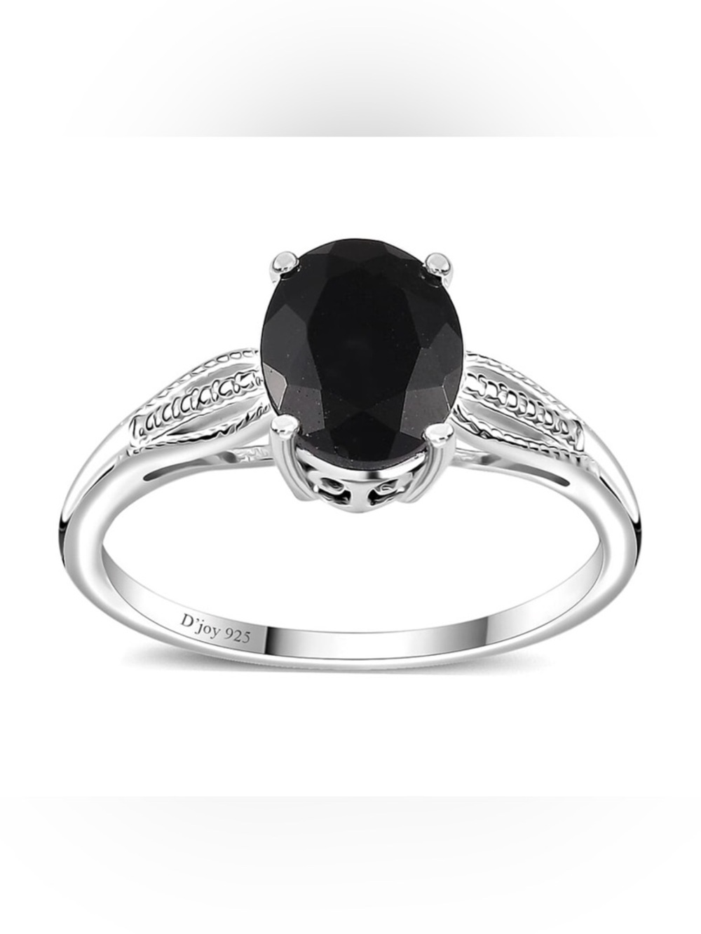 New D’Joy Australian Black Tourmaline Size 11 Sterling Silver 2.65ctw ring